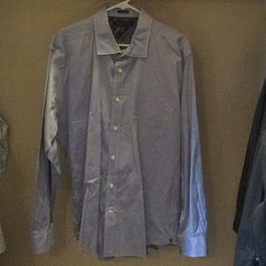 Light blue border line grey dress shirt